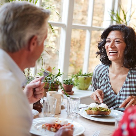 Couple enjoying lunch at restaurant