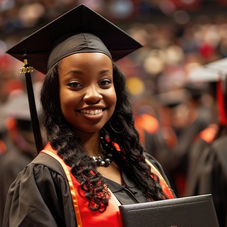 Teen girl smiling at graduation