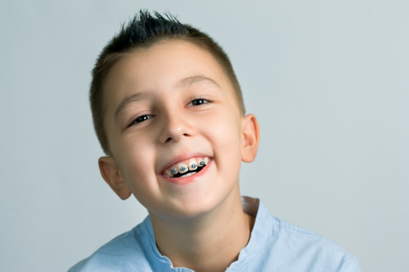 Child wears braces